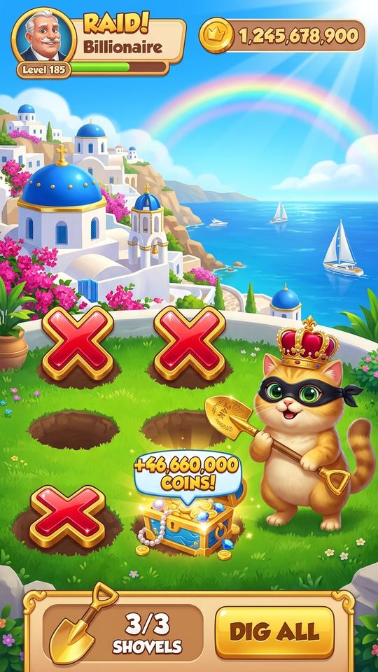 V100 033 Raid 25D Santorini Blue Dome Seaside Villa 4 Holes 9X16