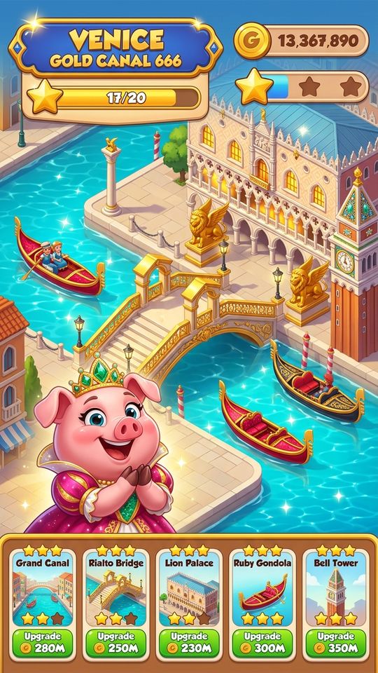 V360 912 Kingdom 25D Venice Golden Gondola St Mark Canal 666 9X1
