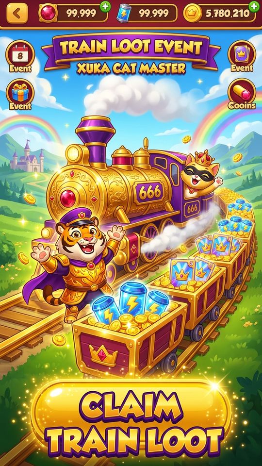 V100 049 Bonus 25D 24K Gold Express Treasure Train 666 9X16